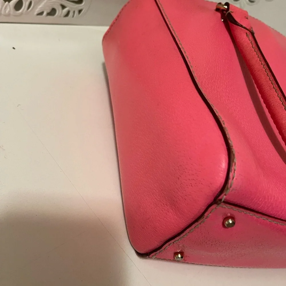 Kate Spade Neon Coral Pink Leather Tote